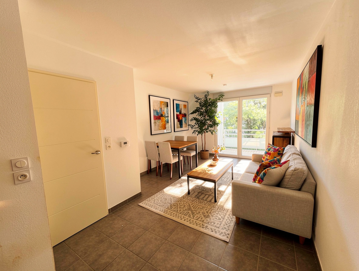 Beau T2 de 45m2, Route de St Simon / Guilhermy, avec terrasse et belle exposition